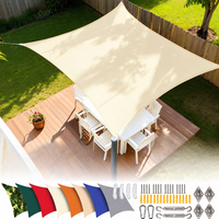 Voile d'ombrage rectangulaire résistant à l'eau, polyester 185 g/m², avec ou sans kit de fixation