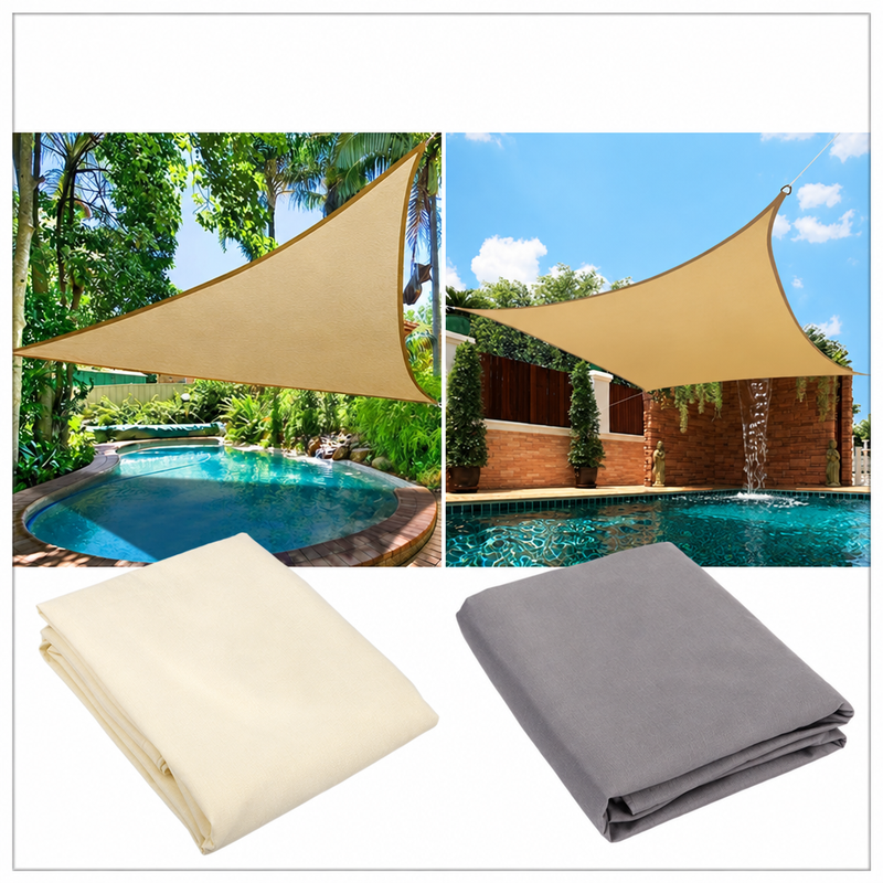 Voile d'ombrage triangulaire et rectangulaire imperméable en Oxford 300D, beige ou gris