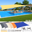 Voile d'ombrage rectangulaire polyester enduit PU anti-UV 98 %, 6 coloris, avec ou sans kit de fixation